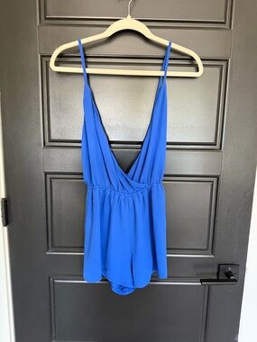 Superdown Blue Deep V Romper Revolve S Plunge Open Back Flowy